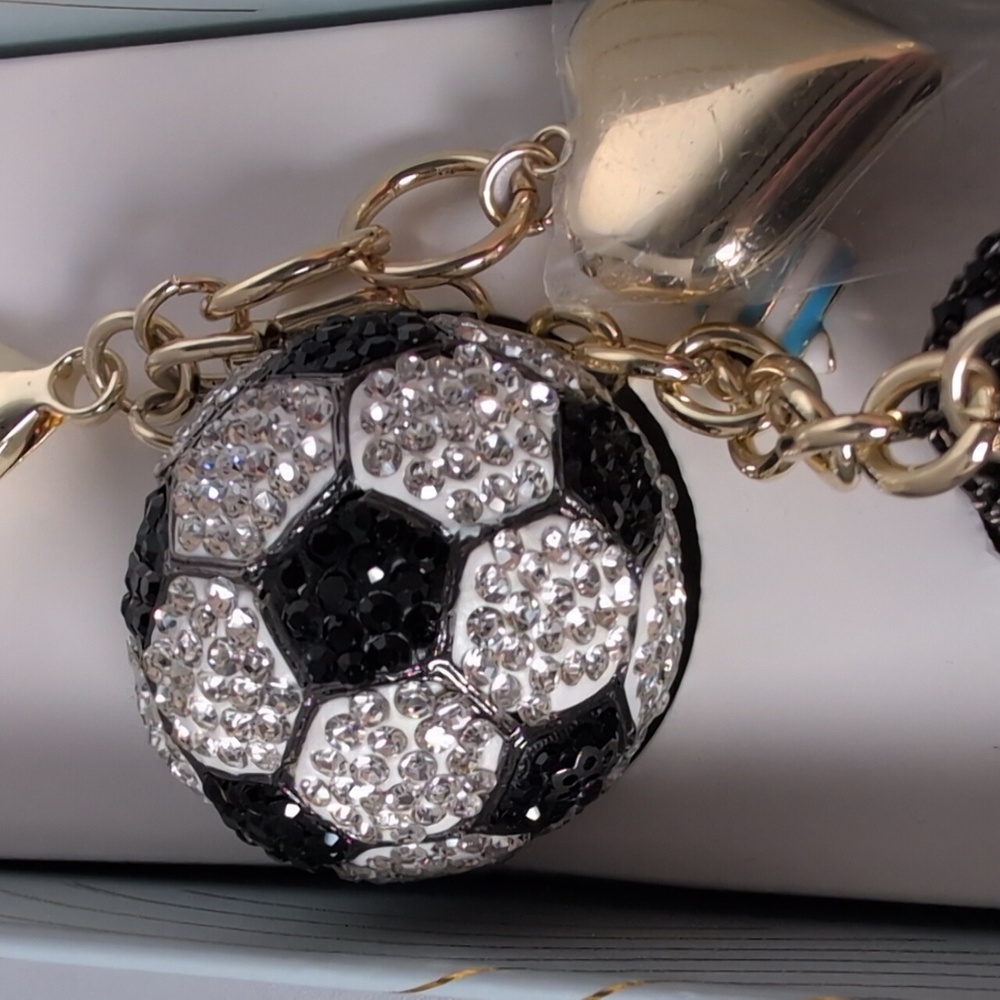 Eye Candy Los Angeles Crystal Soccer Themed Bag Charm & Key Chain - Picture 3 of 6